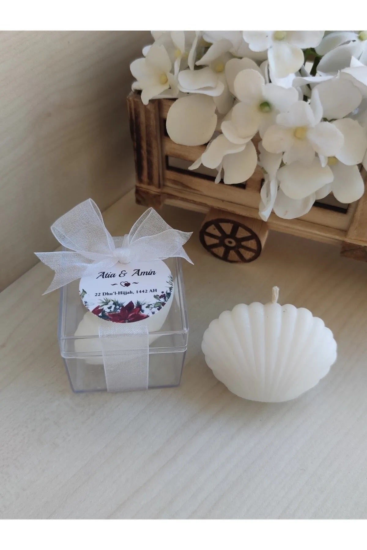 İstridye Hediyelik Mum 10 Adet (Nikah Şekeri, Doğum, Sünnet, Düğün, Nişan, Söz, Mevlit, Doğum Günü)