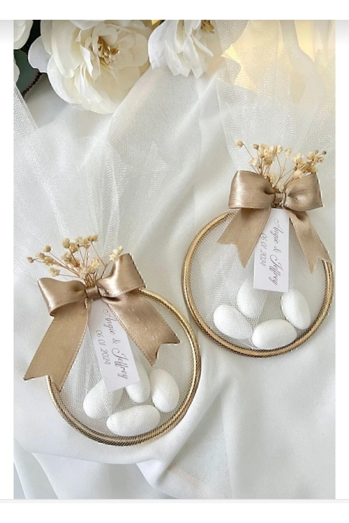 Süslemeli Halka Şekerleme 30 Adet (Nikah, Nişan, Söz, Düğün Hediyeliği) Magnetsiz