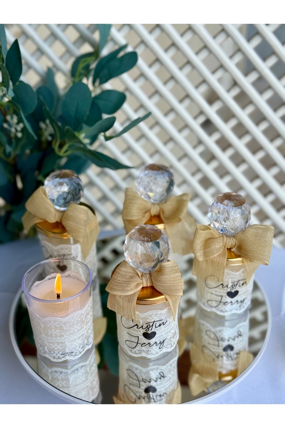 Elegant Candle Favor – Wedding & Engagement Party – Personalized Favor 10 PCS