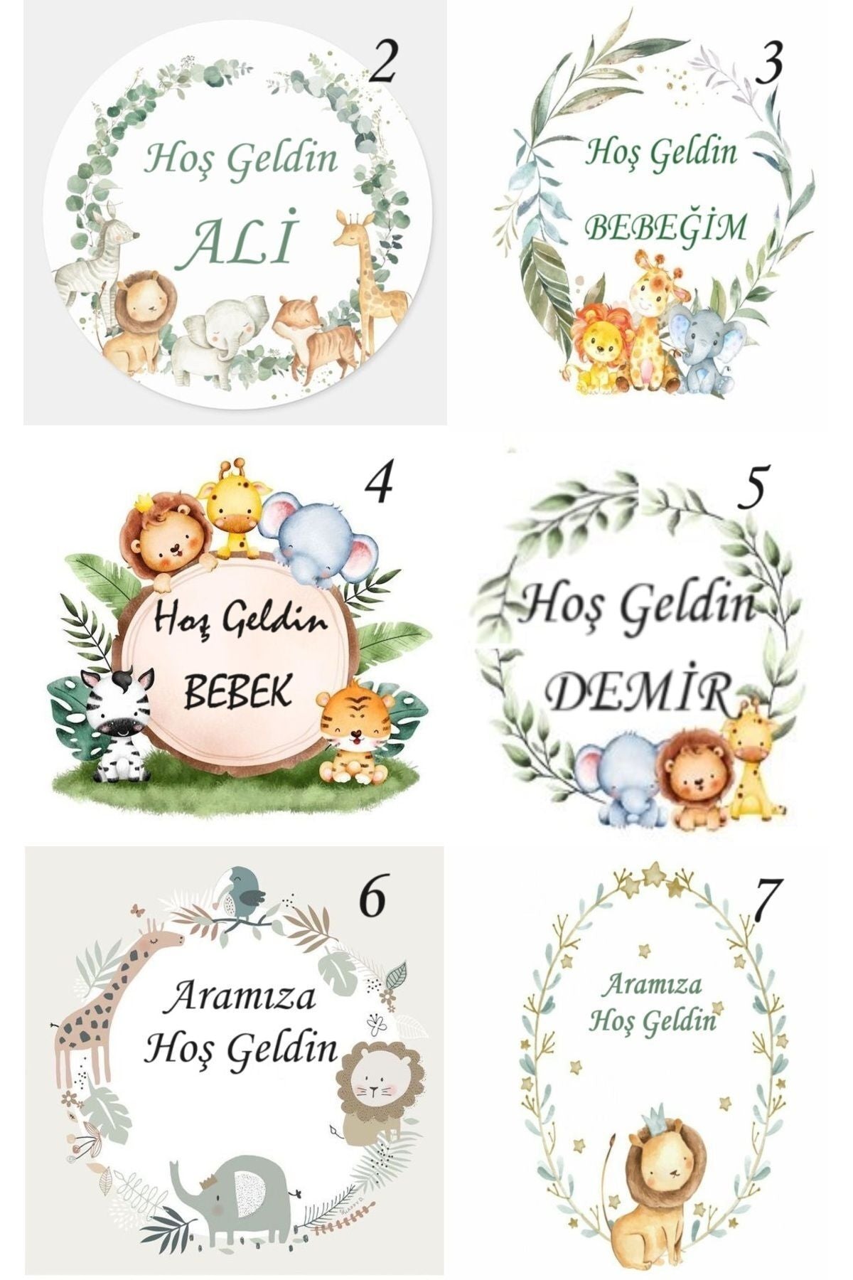 İsme Özel Safari Bebek Çikolatası 48 Adet (Doğum, Doğum Günü, Mevlit Hediyelik)