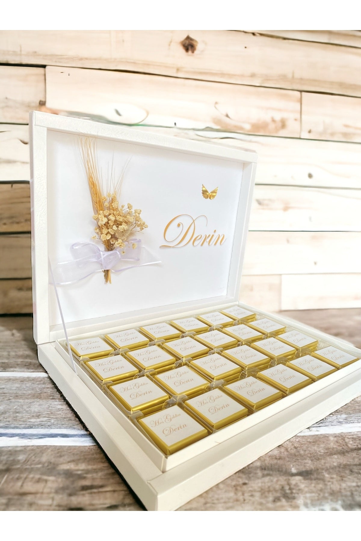 İsme Özel Gold Modelli Nişan-İsteme-Söz-Nikah-Bebek-Mevlit Çikolata 72 Adet
