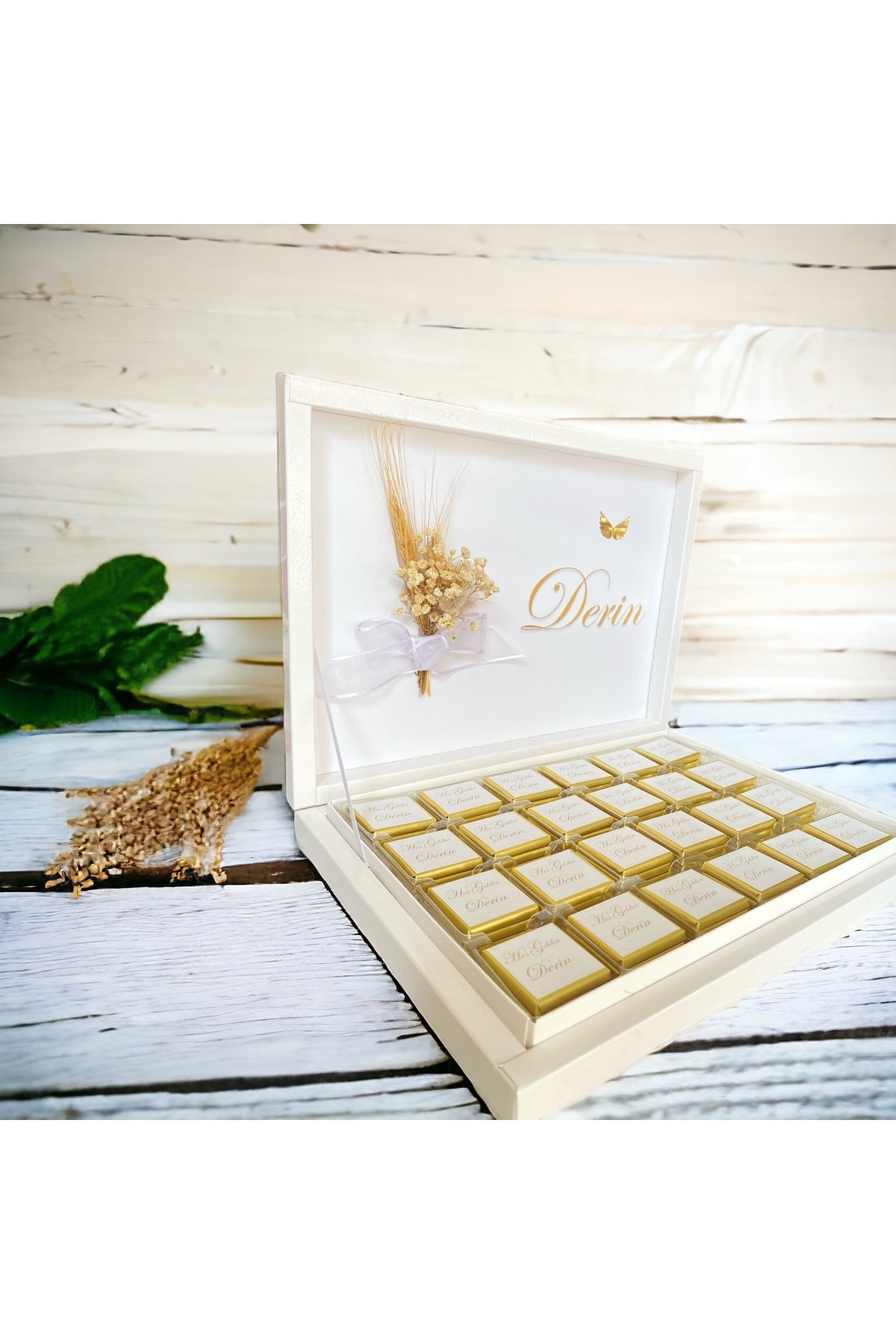 İsme Özel Gold Modelli Nişan-İsteme-Söz-Nikah-Bebek-Mevlit Çikolata 72 Adet