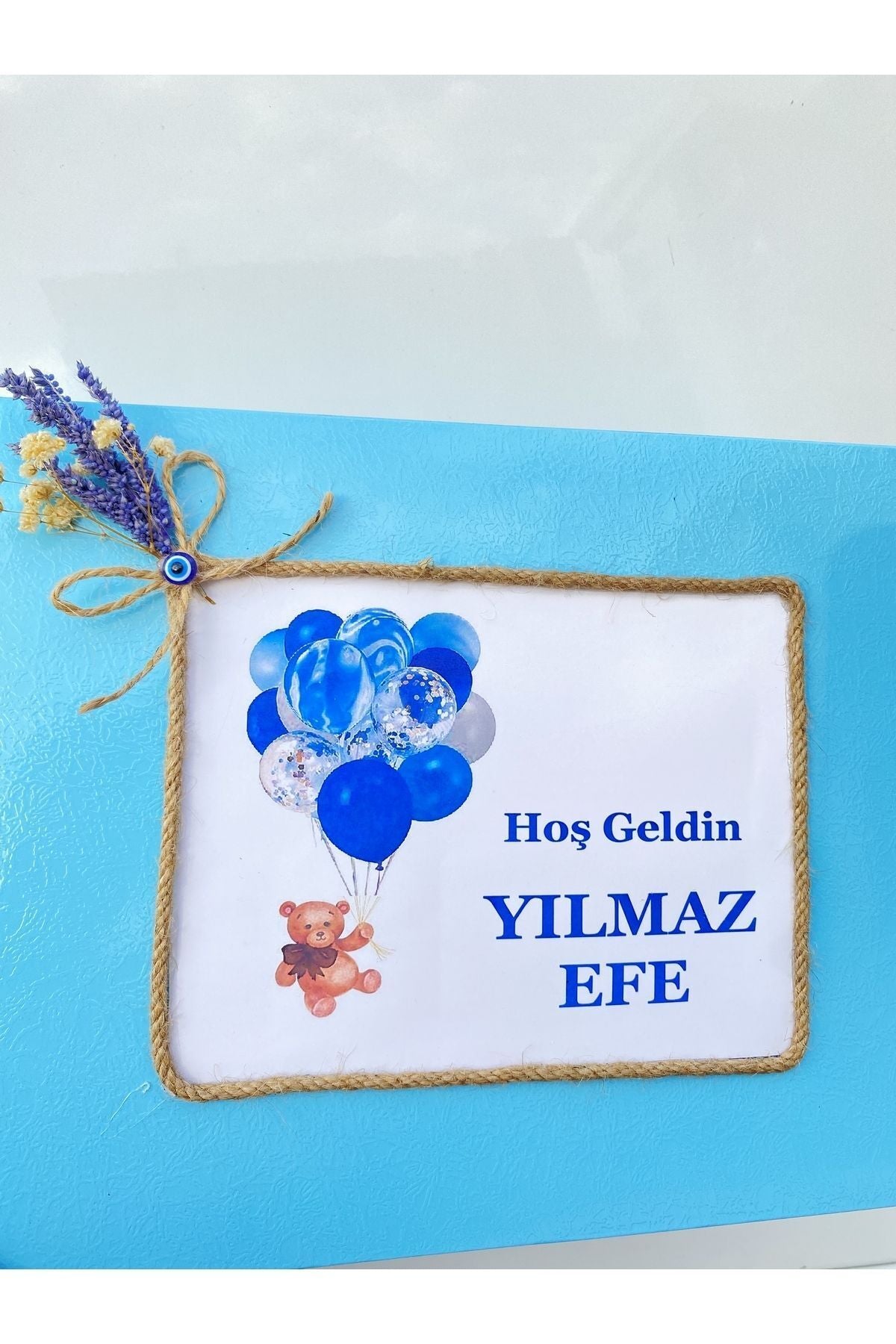 İsme Özel Mavi Balonlu Ayı Erkek Bebek Çikolatası 72 Adet (Doğum, Doğum Günü, Mevlit Hediyelik)