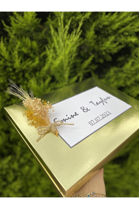 İsme Özel Gold Kutulu (Nişan, Söz, Kız İsteme, Nikah Çikolatası) 72 Adet