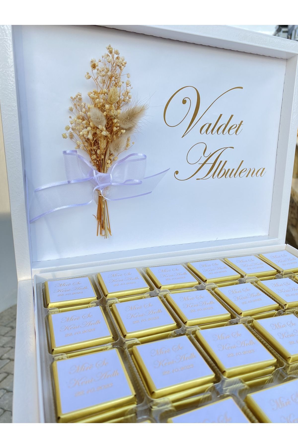 İsme Özel Gold Temalı Nikah-Söz-Nişan-Kız İsteme-Bebek Çikolatası 72 Adet