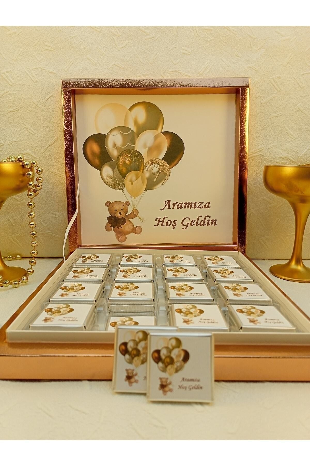 İsme Özel Balonlu Erkek-Kız Bebek Çikolatası 48 Adet (Doğum, Doğum Günü, Mevlit Hediyelik)