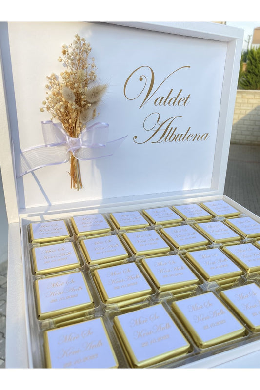 İsme Özel Gold Temalı Nikah-Söz-Nişan-Kız İsteme-Bebek Çikolatası 72 Adet