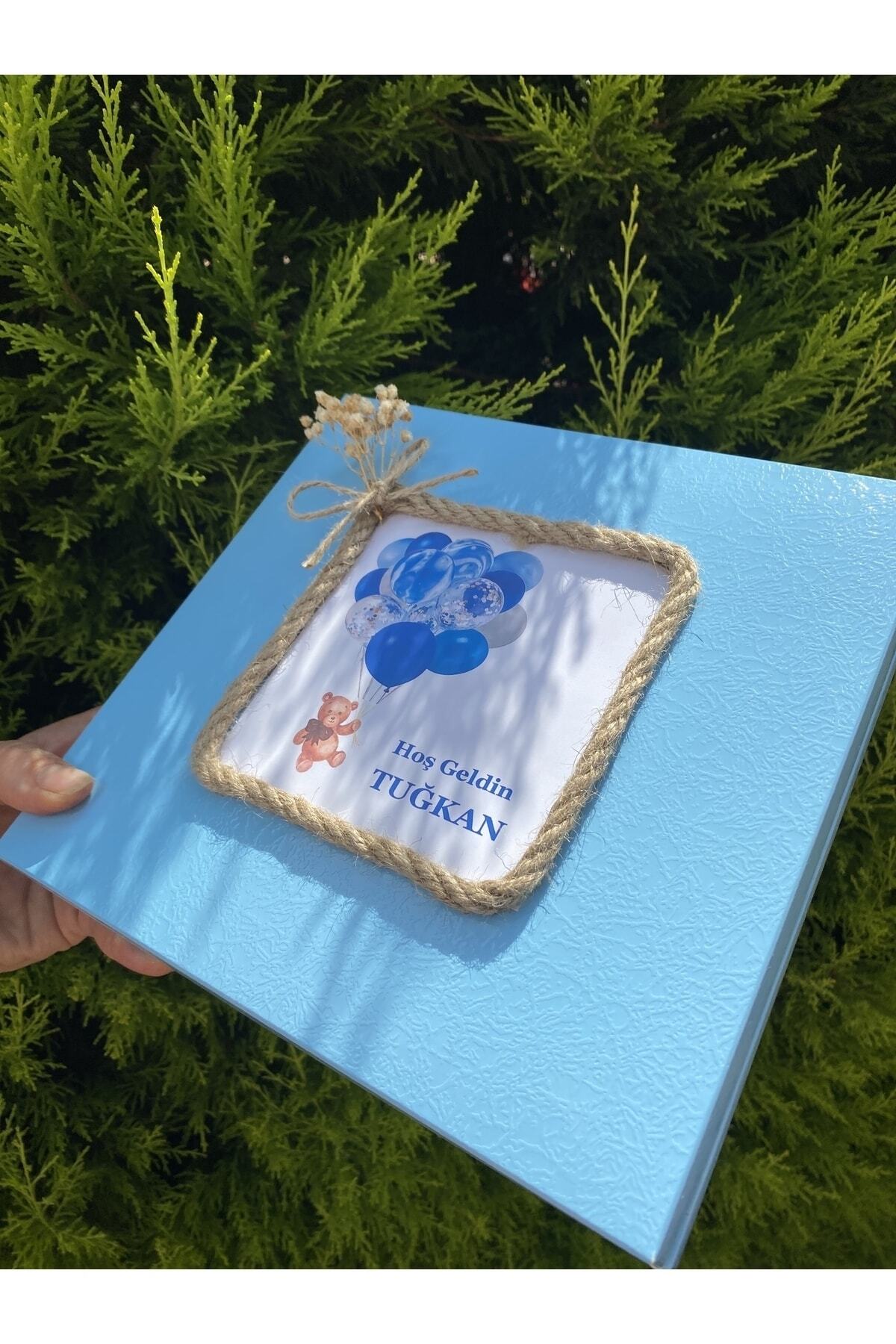 İsme Özel Mavi Balonlu Erkek Bebek Çikolatası 48 Adet (Doğum, Doğum Günü, Mevlit Hediyelik)