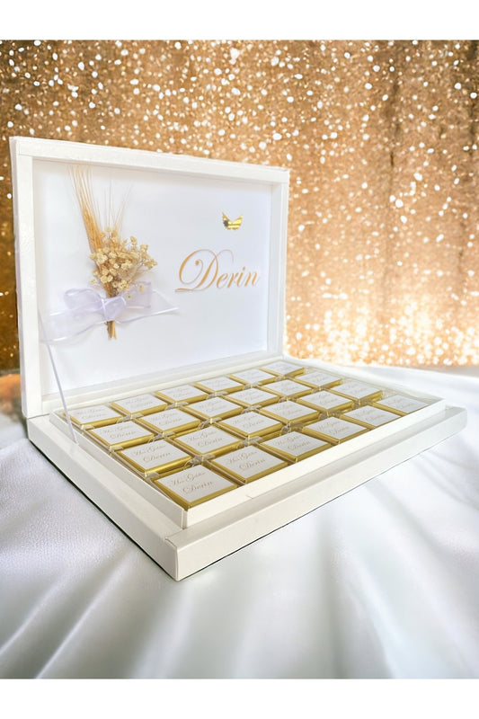 İsme Özel Gold Modelli Nişan-İsteme-Söz-Nikah-Bebek-Mevlit Çikolata 72 Adet