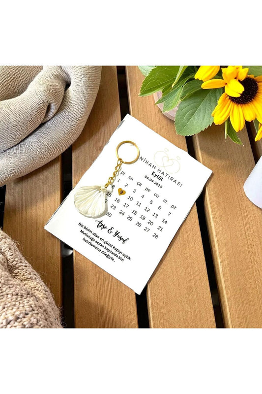İsme Özel-Tarihli Anahtarlık 10 Adet (Nikah, Düğün, Bride Hediyeliği)