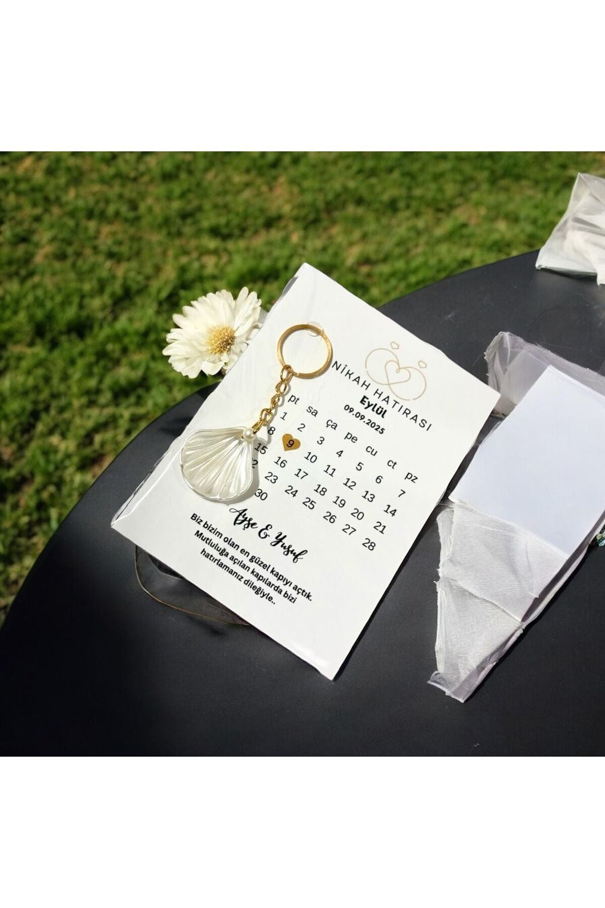 İsme Özel-Tarihli Anahtarlık 10 Adet (Nikah, Düğün, Bride Hediyeliği)