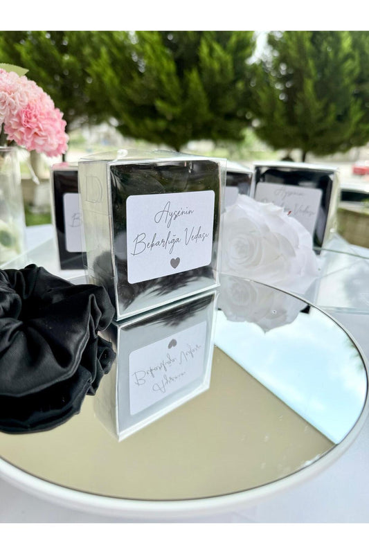10 Adet Kutulu Siyah Saten Toka  (Kına, Düğün, Bride To Be)