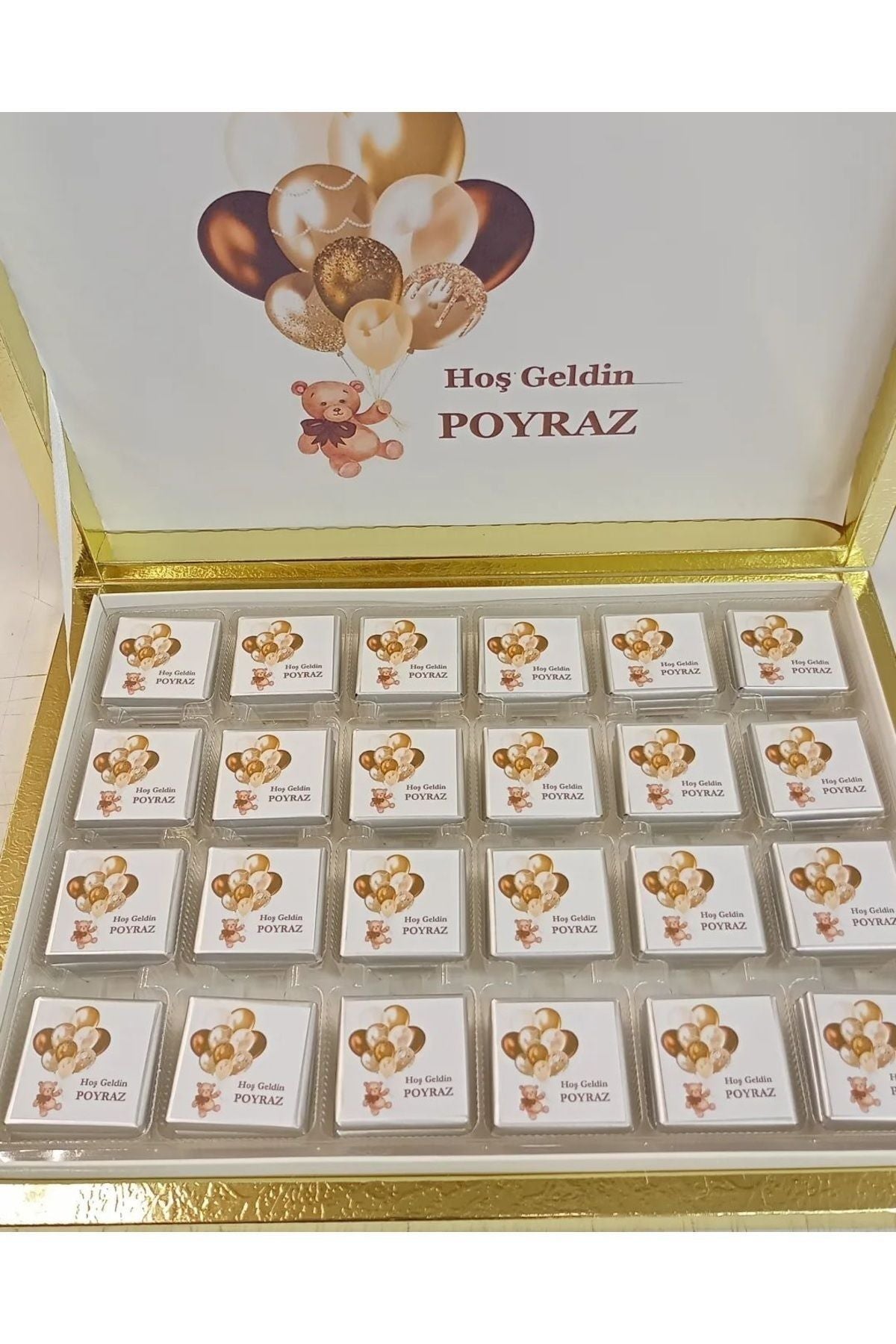 İsme Özel Balon Modelli Bebek Çikolatası 72 Adet (Doğum, Doğum Günü, Mevlit Hediyelik)