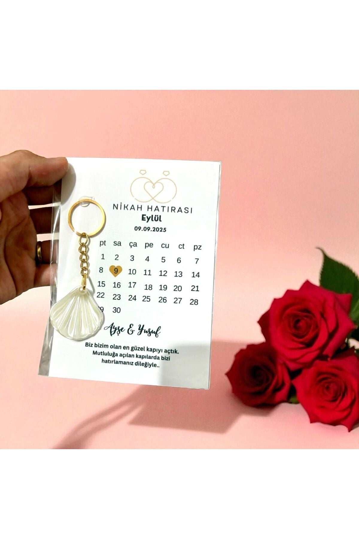 İsme Özel-Tarihli Anahtarlık 10 Adet (Nikah, Düğün, Bride Hediyeliği)