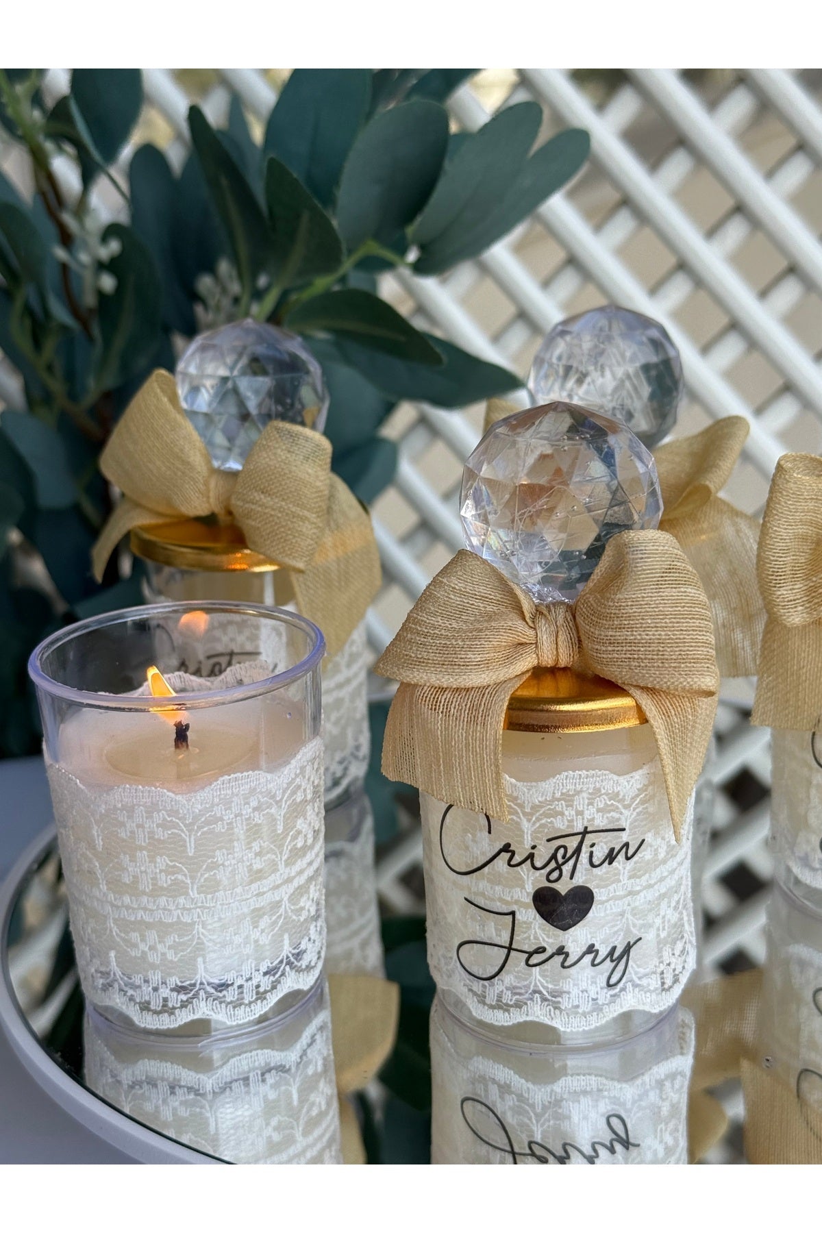 Elegant Candle Favor – Wedding & Engagement Party – Personalized Favor 10 PCS