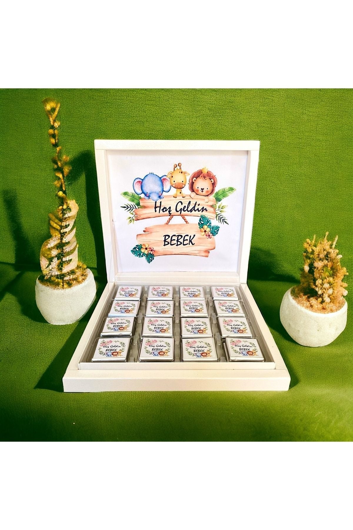 İsme Özel Safari Bebek Çikolatası 48 Adet (Doğum, Doğum Günü, Mevlit Hediyelik)